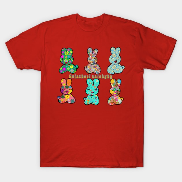 Colorfull Ukrainians bunnies "Sviatkovi zaichyky" T-Shirt by tashashimaa